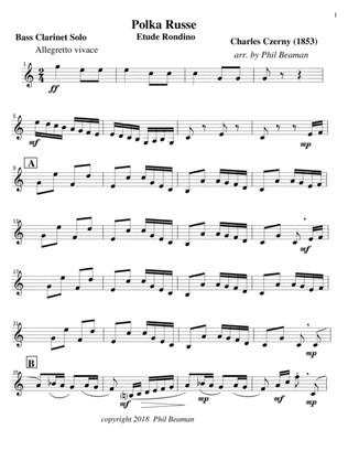 Polka Russe-Czerny-Bass Clarinet Solo