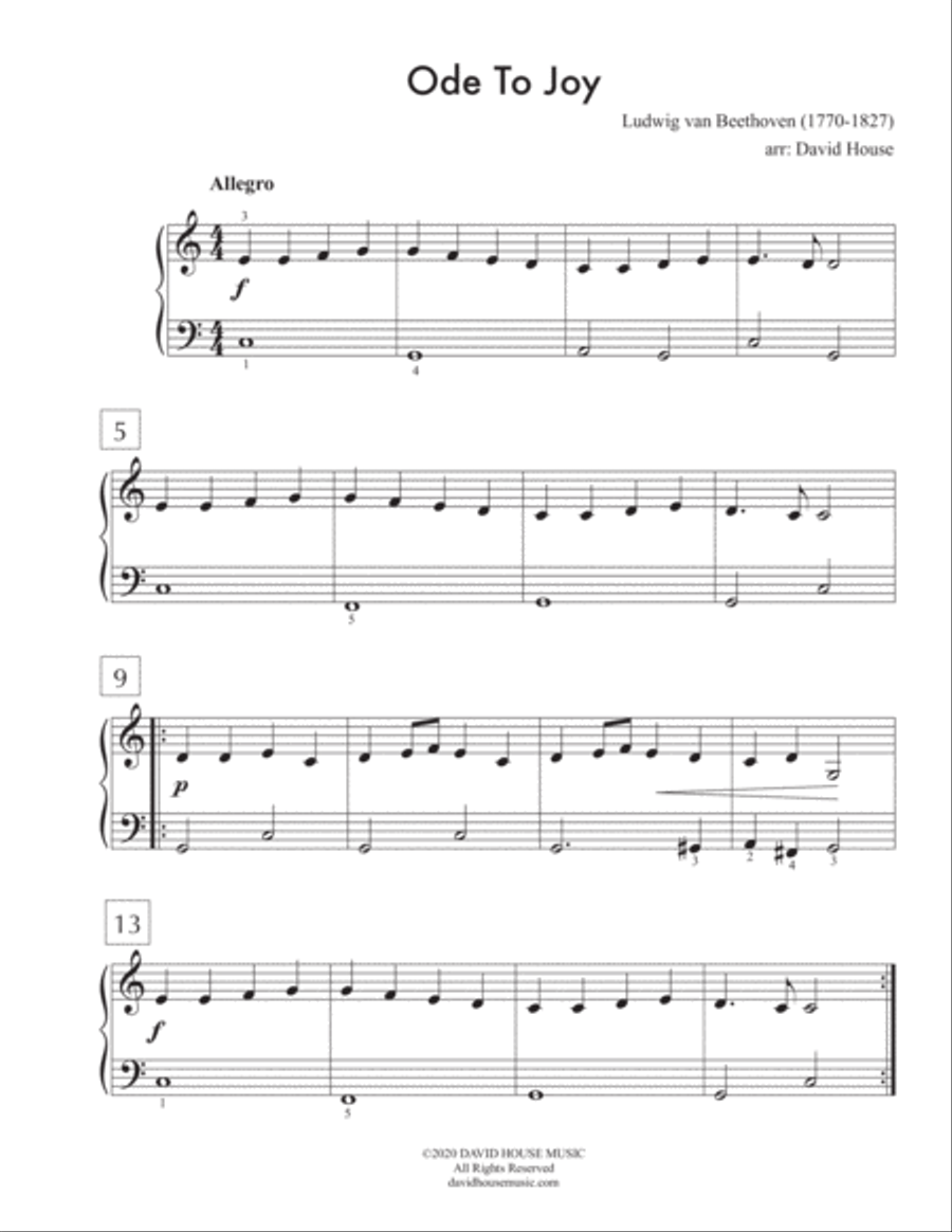 Ode To Joy Easy Piano scores gallery preview page 1