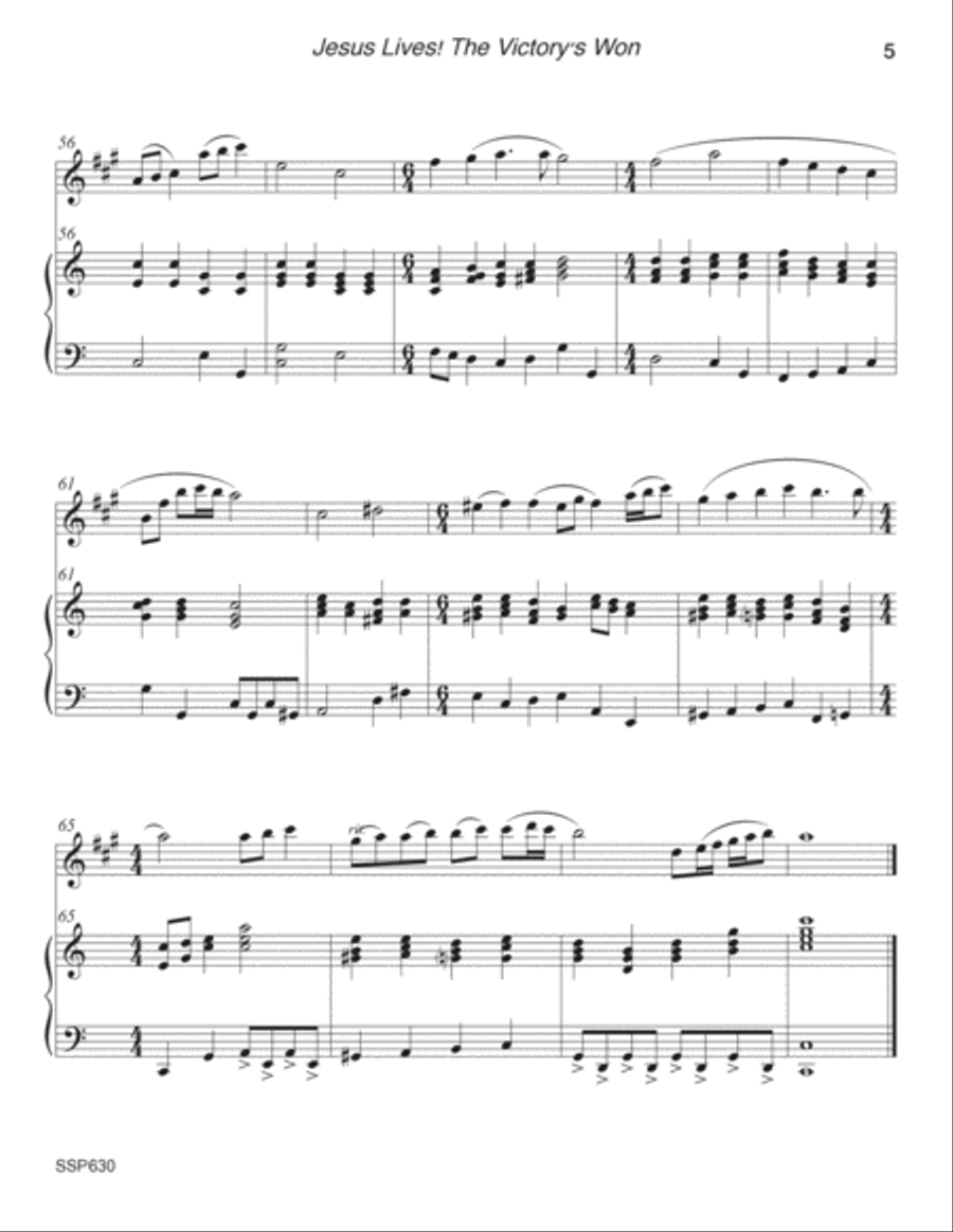 JESUS LIVES! THE VICTORY'S WON - Saxophone Solo with Piano Accompaniment (Grade 3) Alto Saxophone scores gallery preview page 5