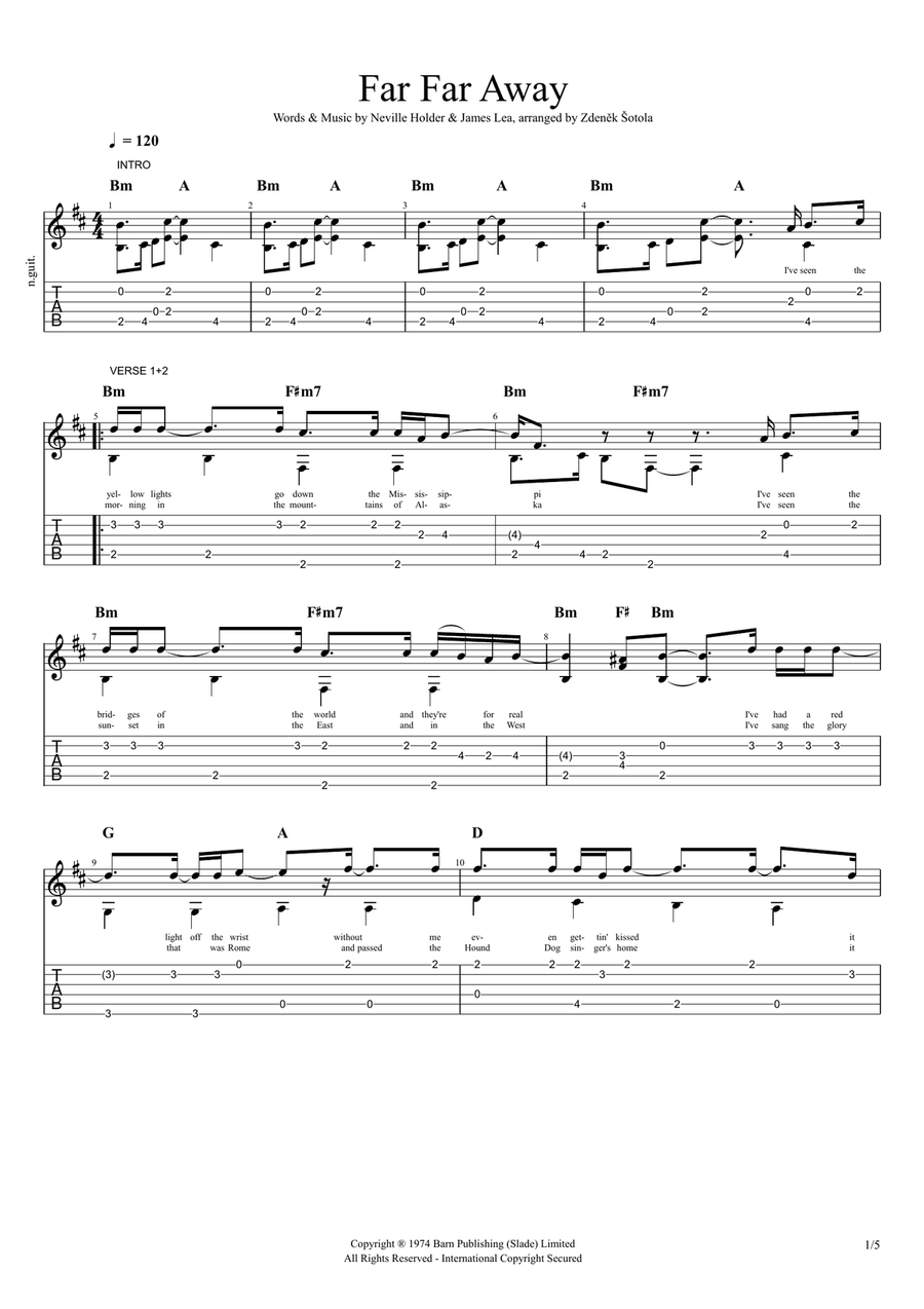 Far Far Away Guitar Tablature scores gallery preview page 2