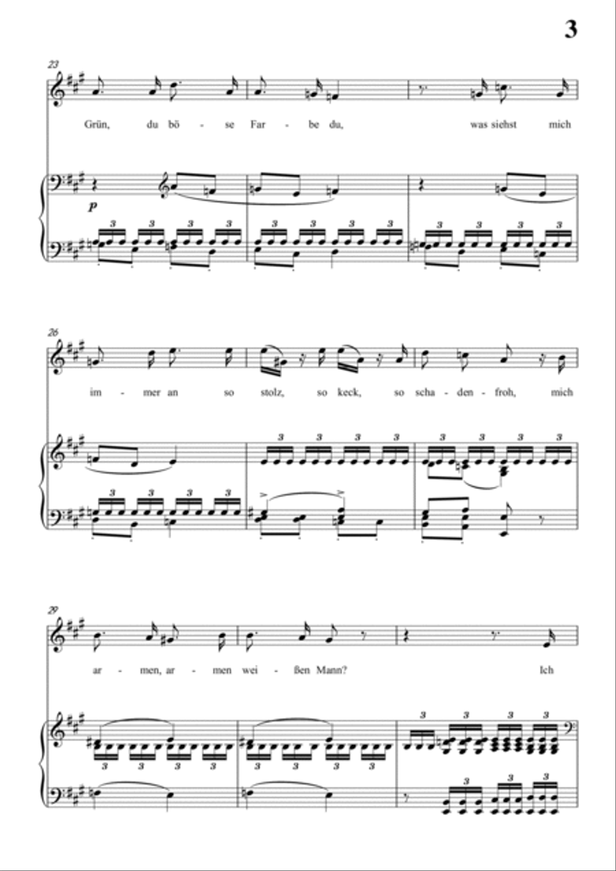 Schubert-Die böse Farbe,from 'Die Schöne Müllerin',Op.25 No.17 in A for Vocal and Piano Voice scores gallery preview page 4
