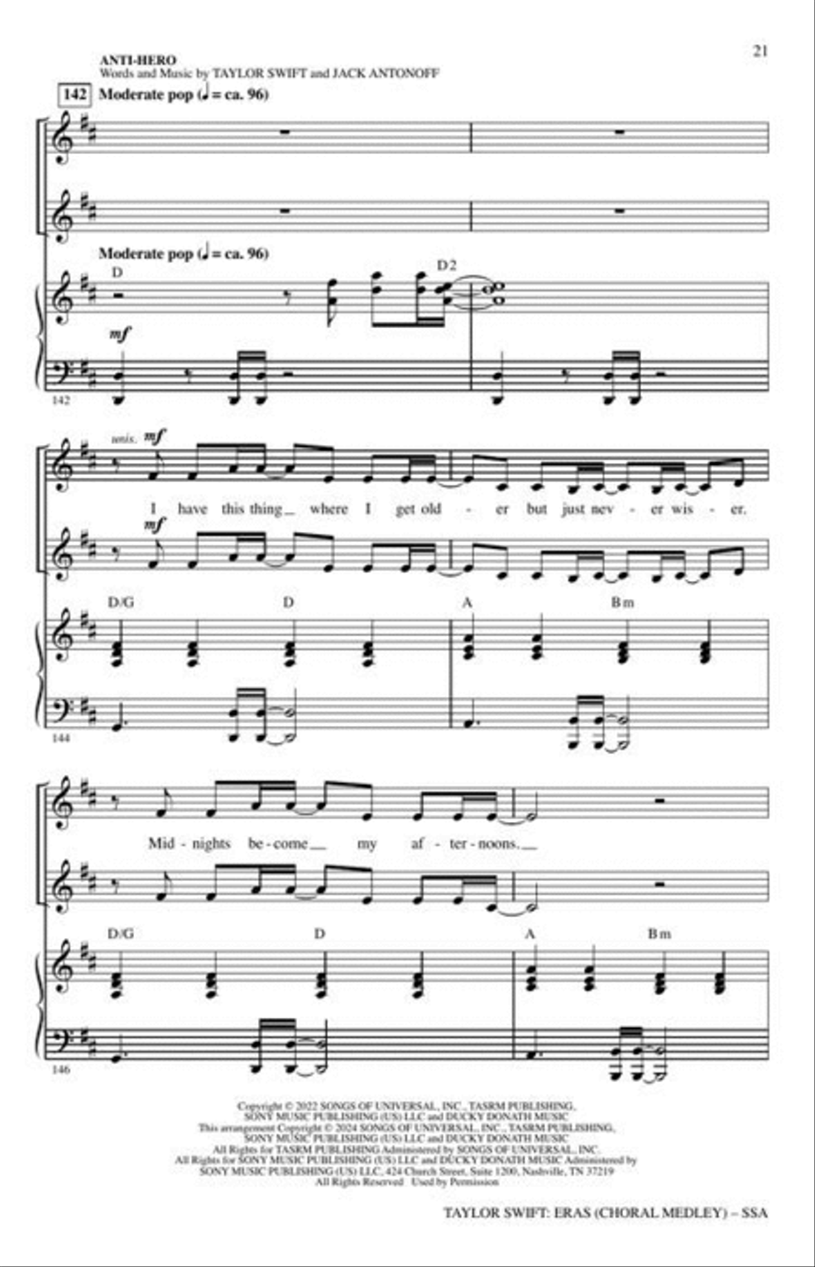 Taylor Swift: Eras (Choral Medley) SSA scores gallery preview page 8