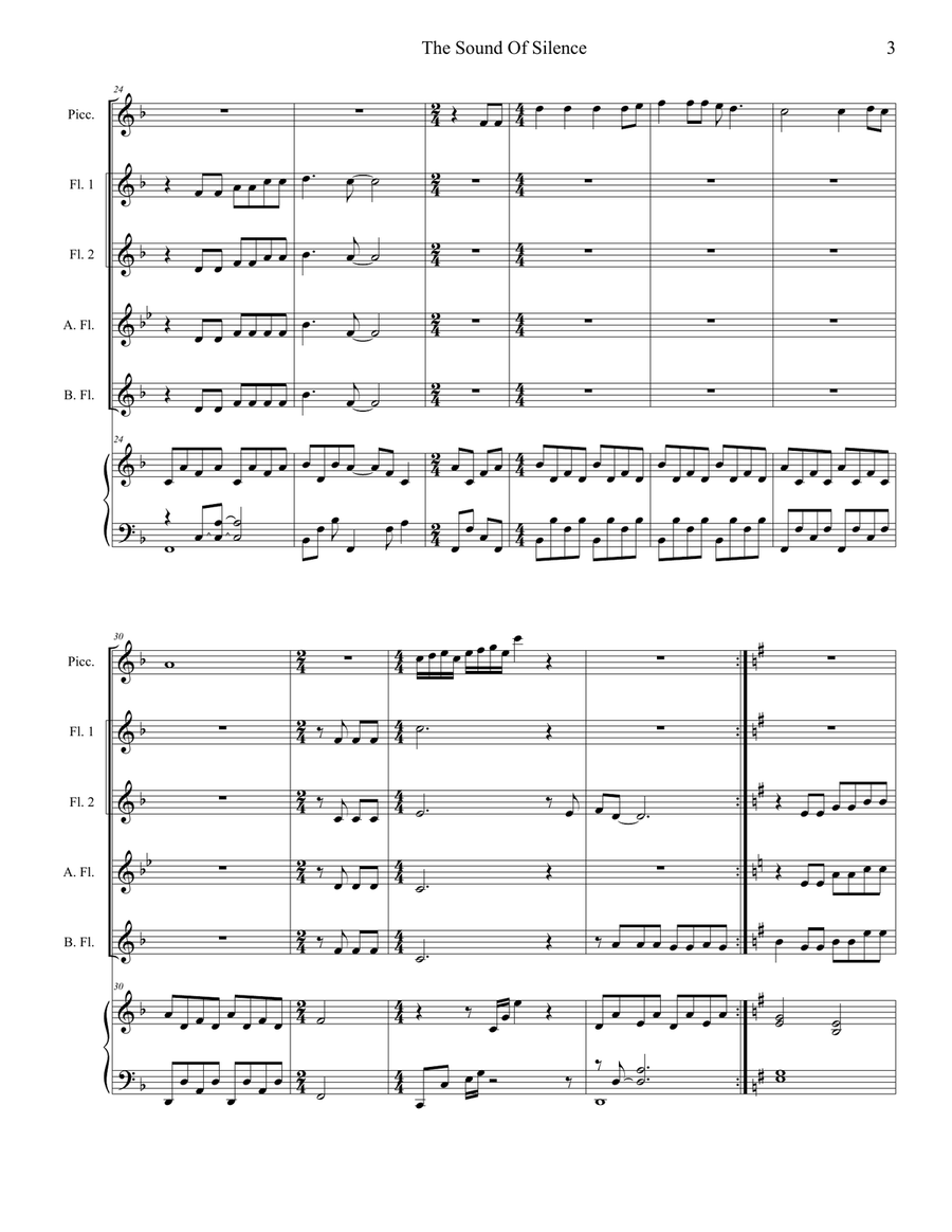 The Sound Of Silence Flute Choir scores gallery preview page 3