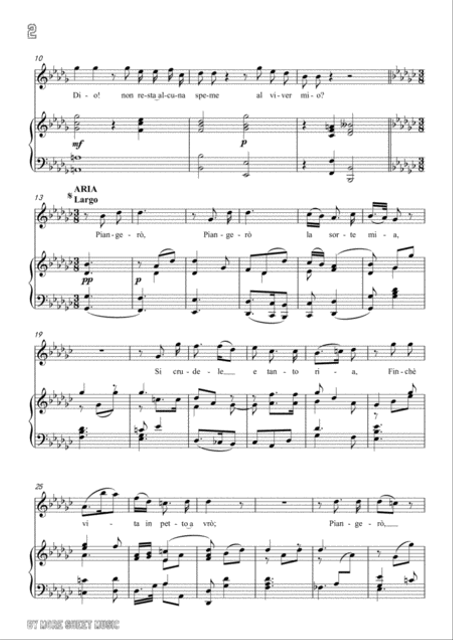 Handel-E pur così in un giorno...Piangerò la sorte mia in G flat Major,for Voice and Piano Voice Solo scores gallery preview page 4