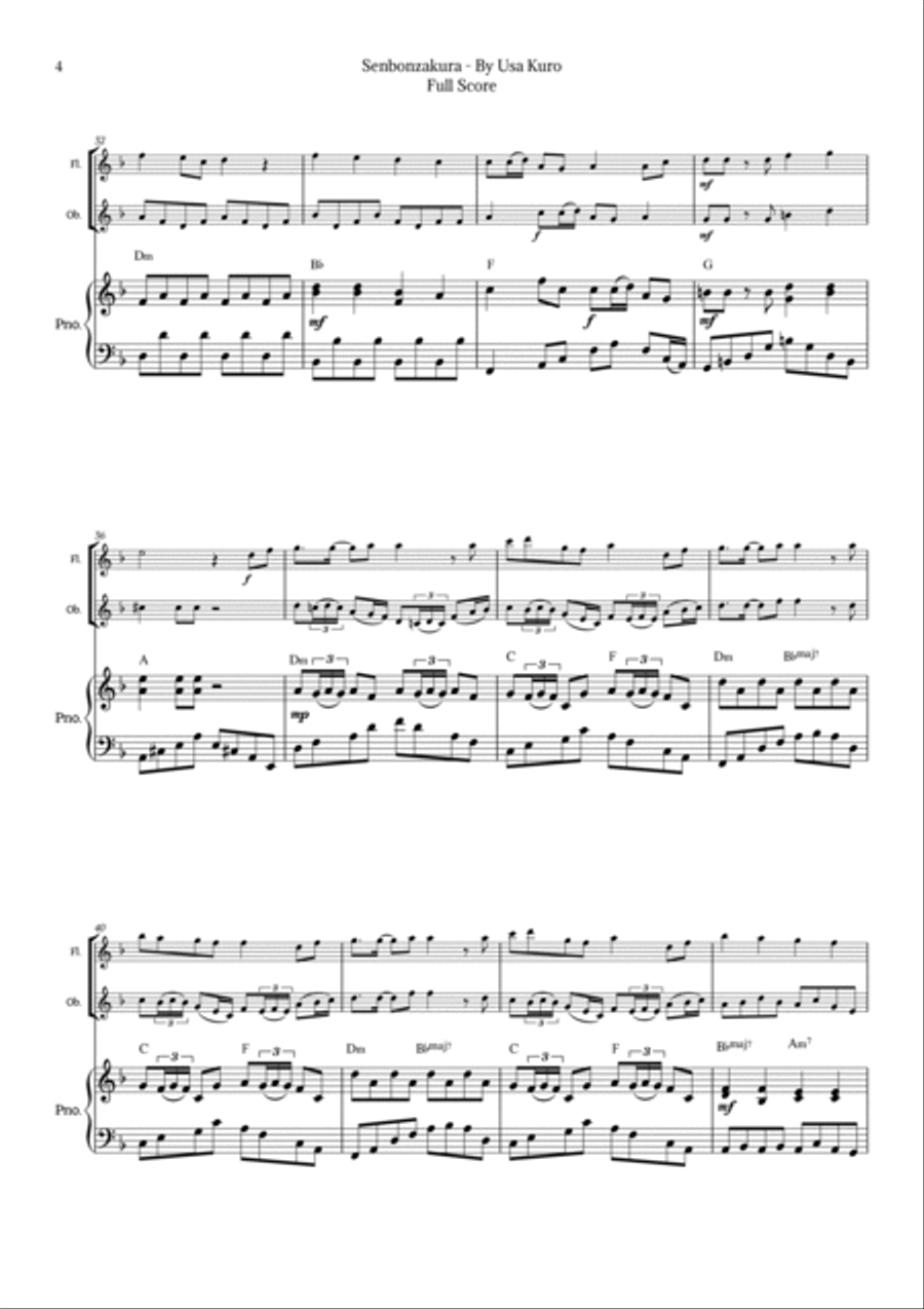 Senbonzakura Woodwind Duet scores gallery preview page 4