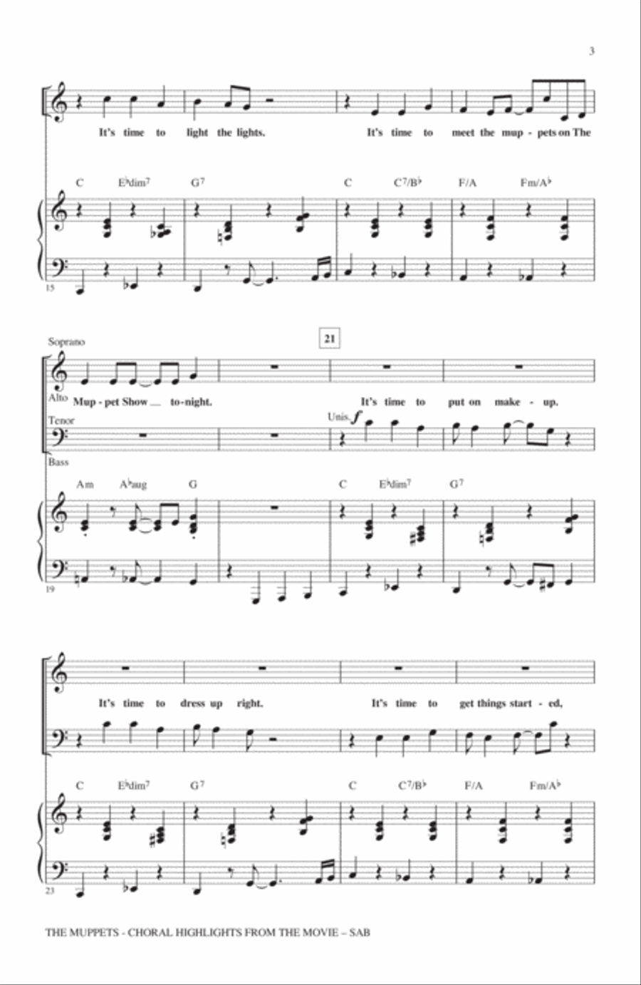 The Muppets (Choral Highlights) 3-Part scores gallery preview page 2