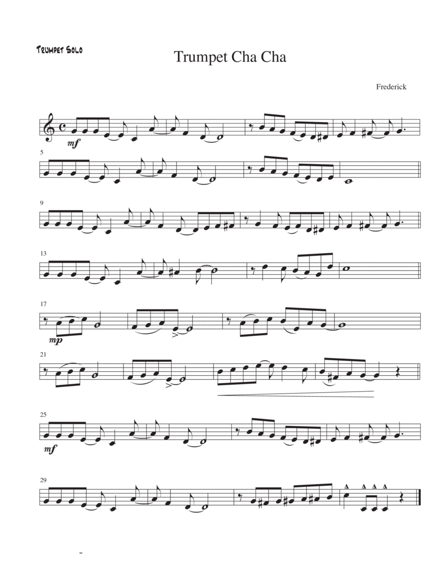 Trumpet Cha Cha (Trumpet Solo) B-Flat Trumpet scores gallery preview page 1