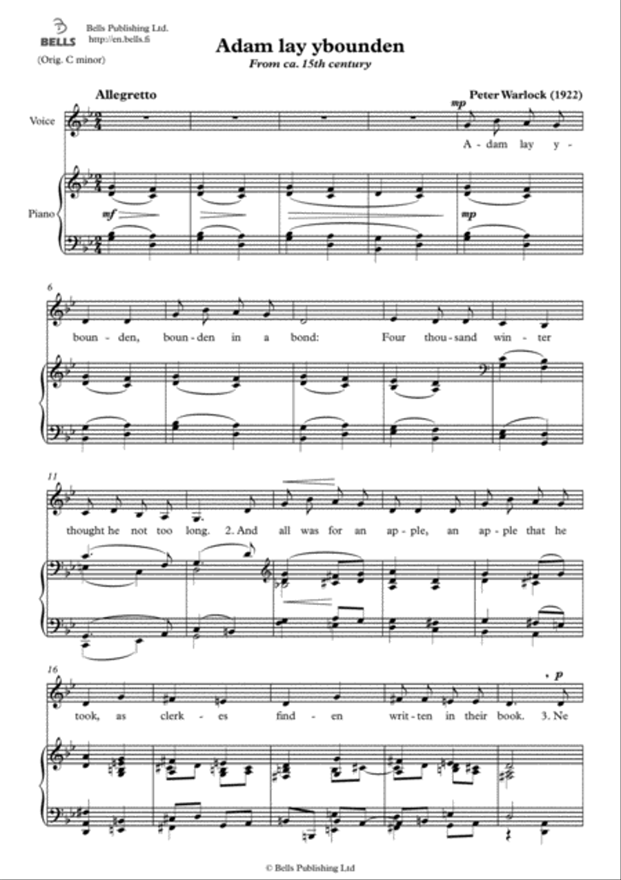 Adam lay ybounden (G minor) Voice Solo scores gallery preview page 1