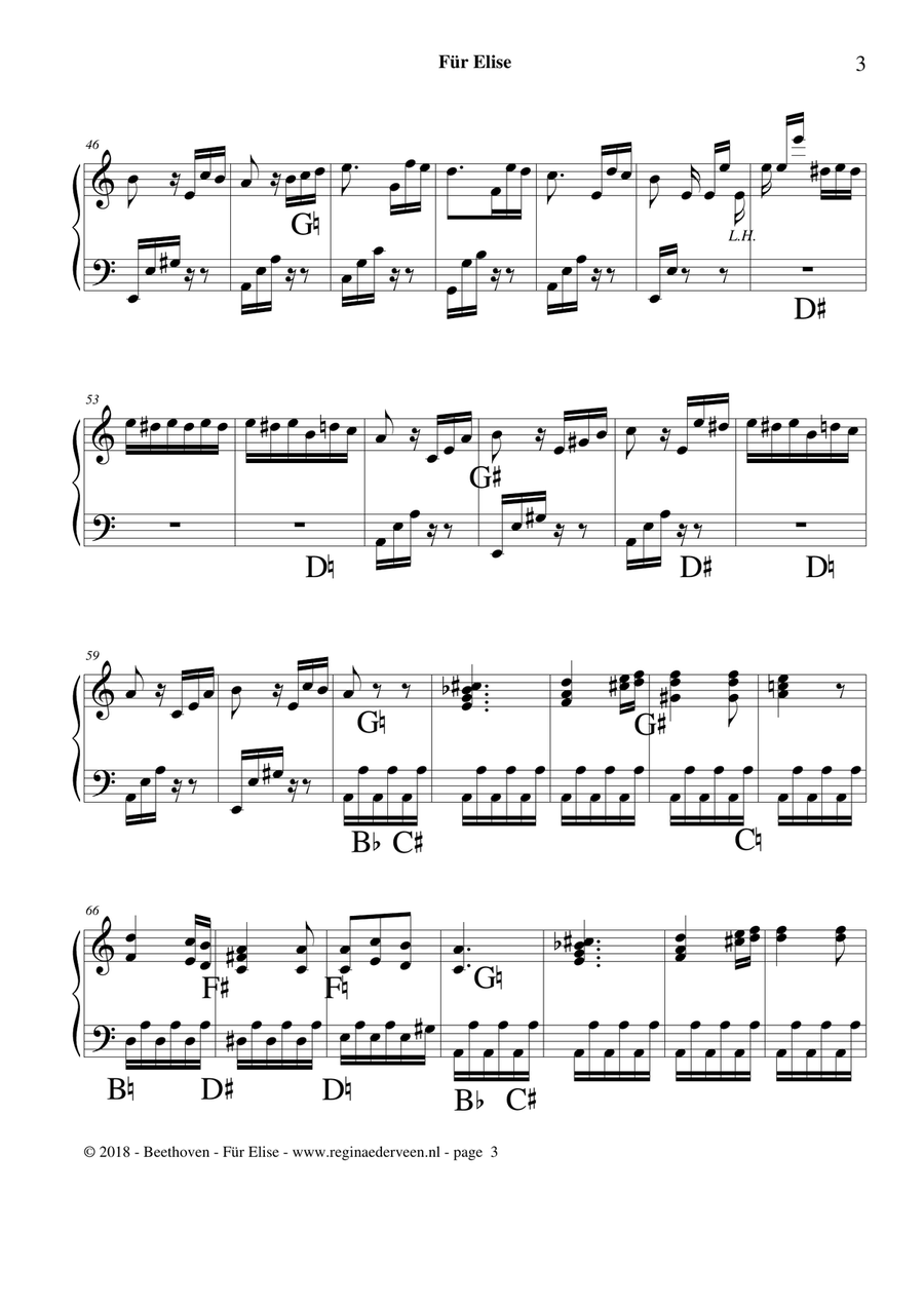 Für Elise - pedal harp solo Pedal Harp scores gallery preview page 3