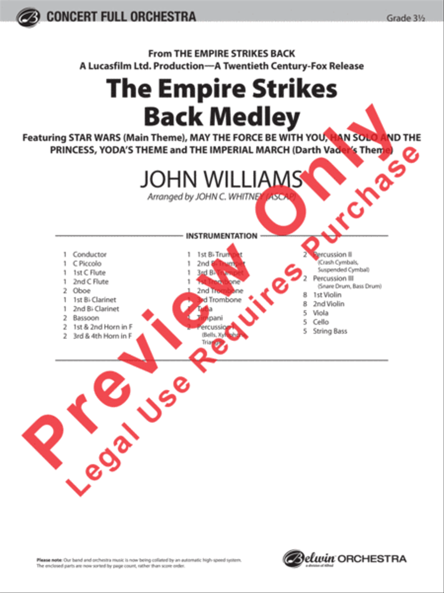 The Empire Strikes Back Medley Full Orchestra scores gallery preview page 30