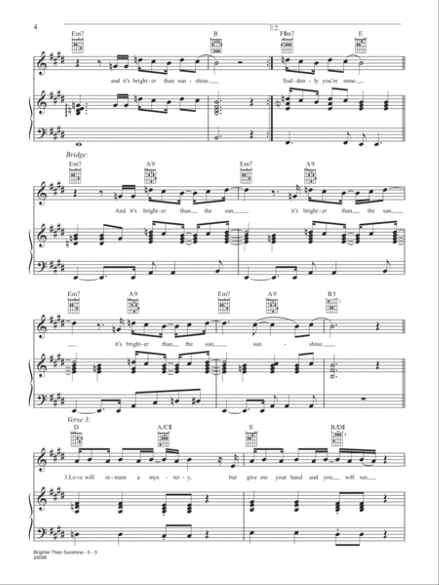 Brighter Than Sunshine Piano, Vocal, Guitar scores gallery preview page 3