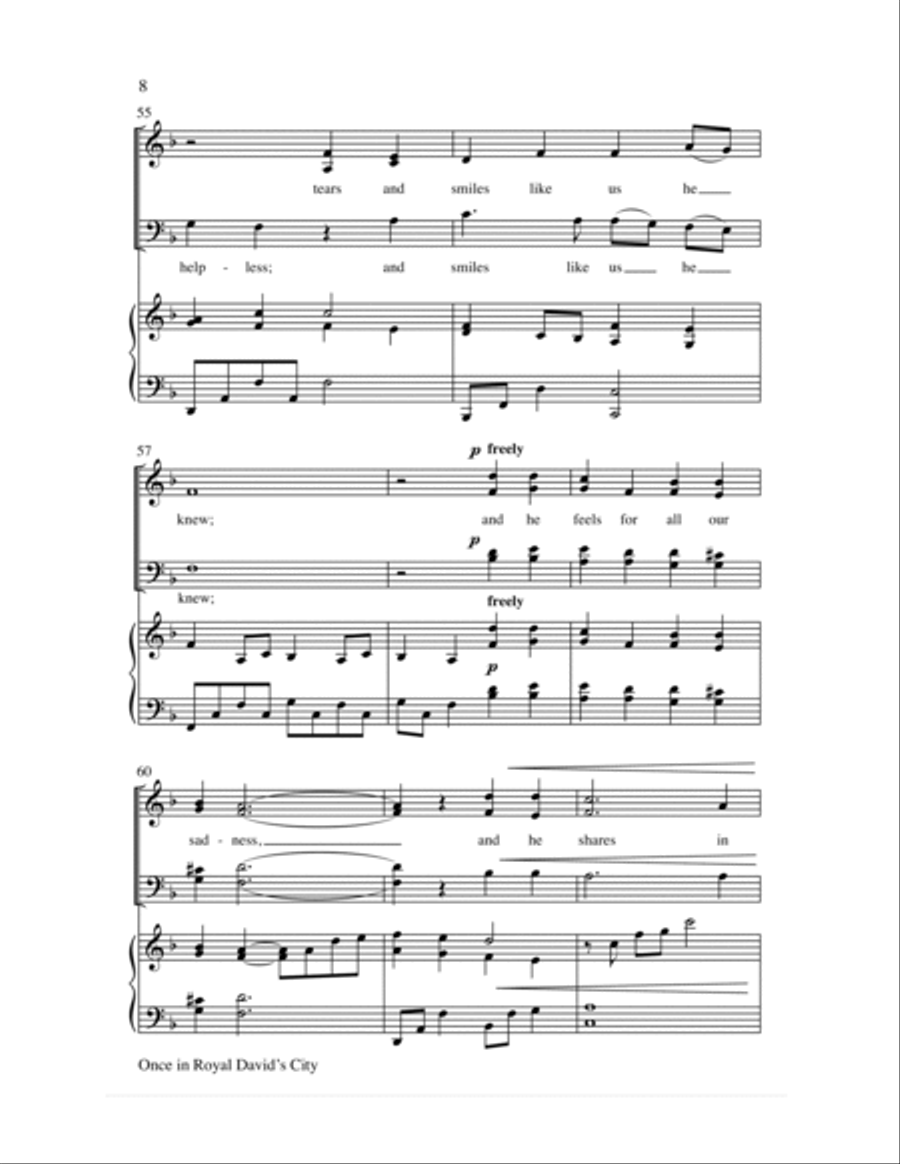 Once in Royal David's City 4-Part scores gallery preview page 8