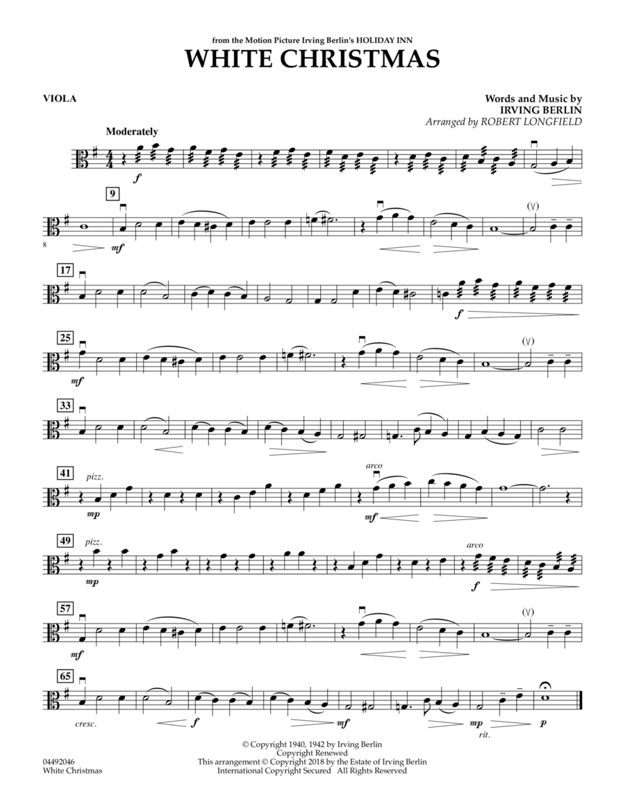 White Christmas (arr. Robert Longfield) - Viola String Quartet scores gallery preview page 1