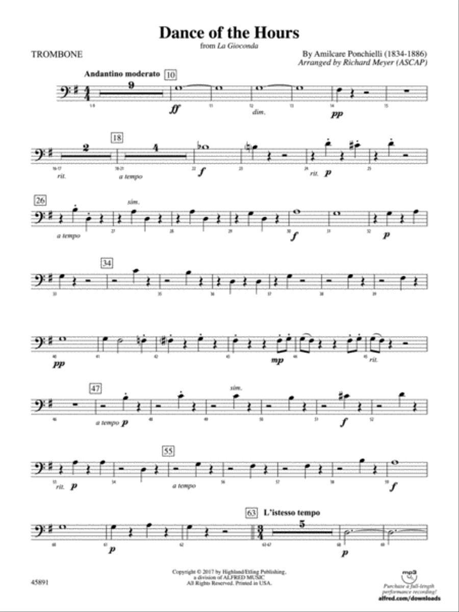 Dance of the Hours: 1st Trombone