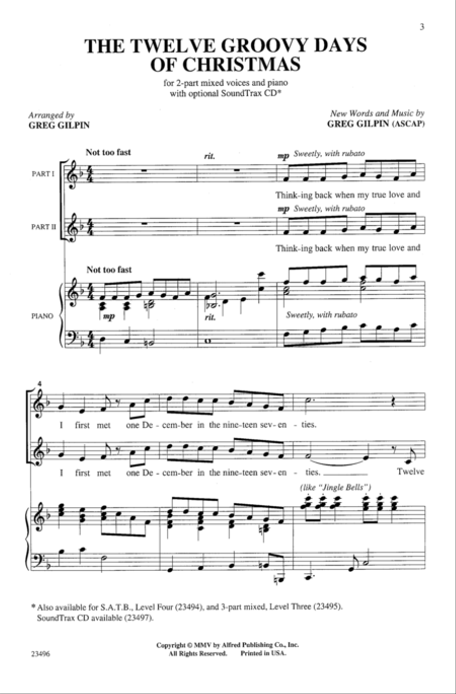 The Twelve Groovy Days of Christmas 2-Part scores gallery preview page 2