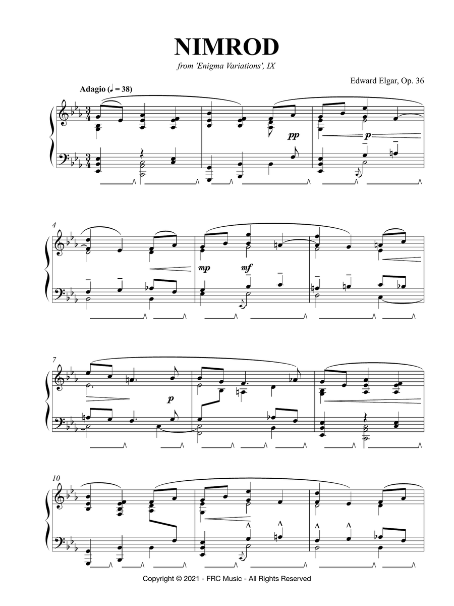 Nimrod (from 'Enigma Variations', IX) for Piano Solo Piano Method scores gallery preview page 3