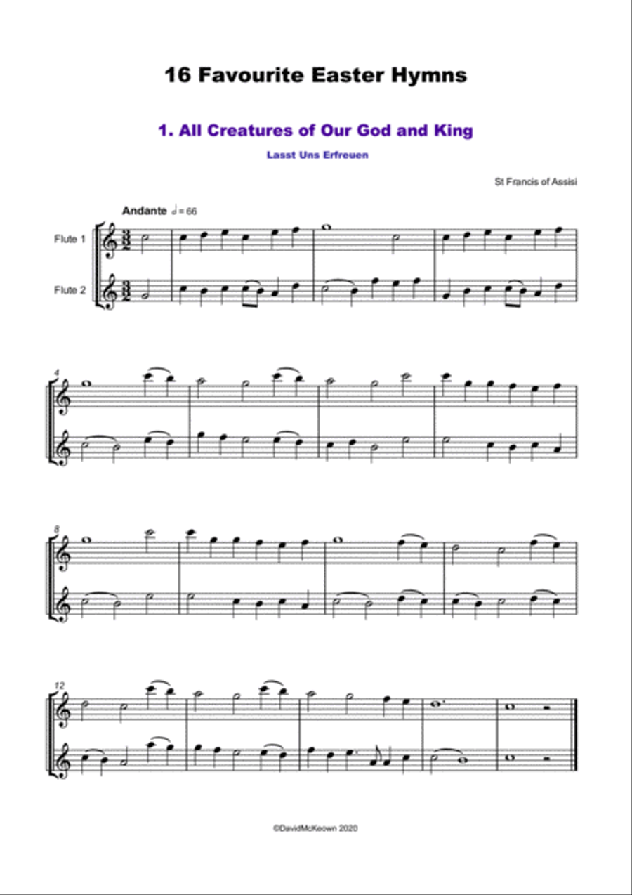 16 Favourite Easter Hymns for Flute Duet