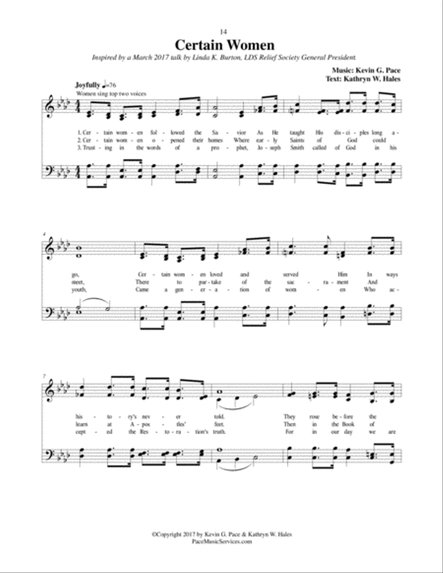 Certain Women - an original hymn for SATB voices 4-Part scores gallery preview page 2