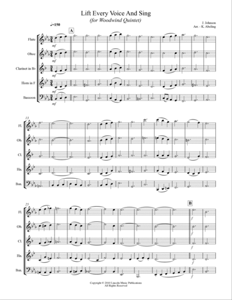 Lift Every Voice and Sing (for Woodwind Quintet) Woodwind Quintet scores gallery preview page 2