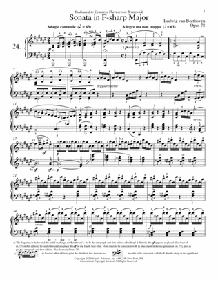 Piano Sonata No. 24 In F-Sharp Major, Op. 78