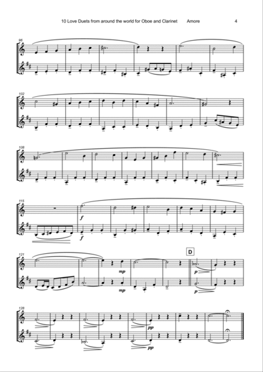 10 Love Duets for Oboe and Clarinet