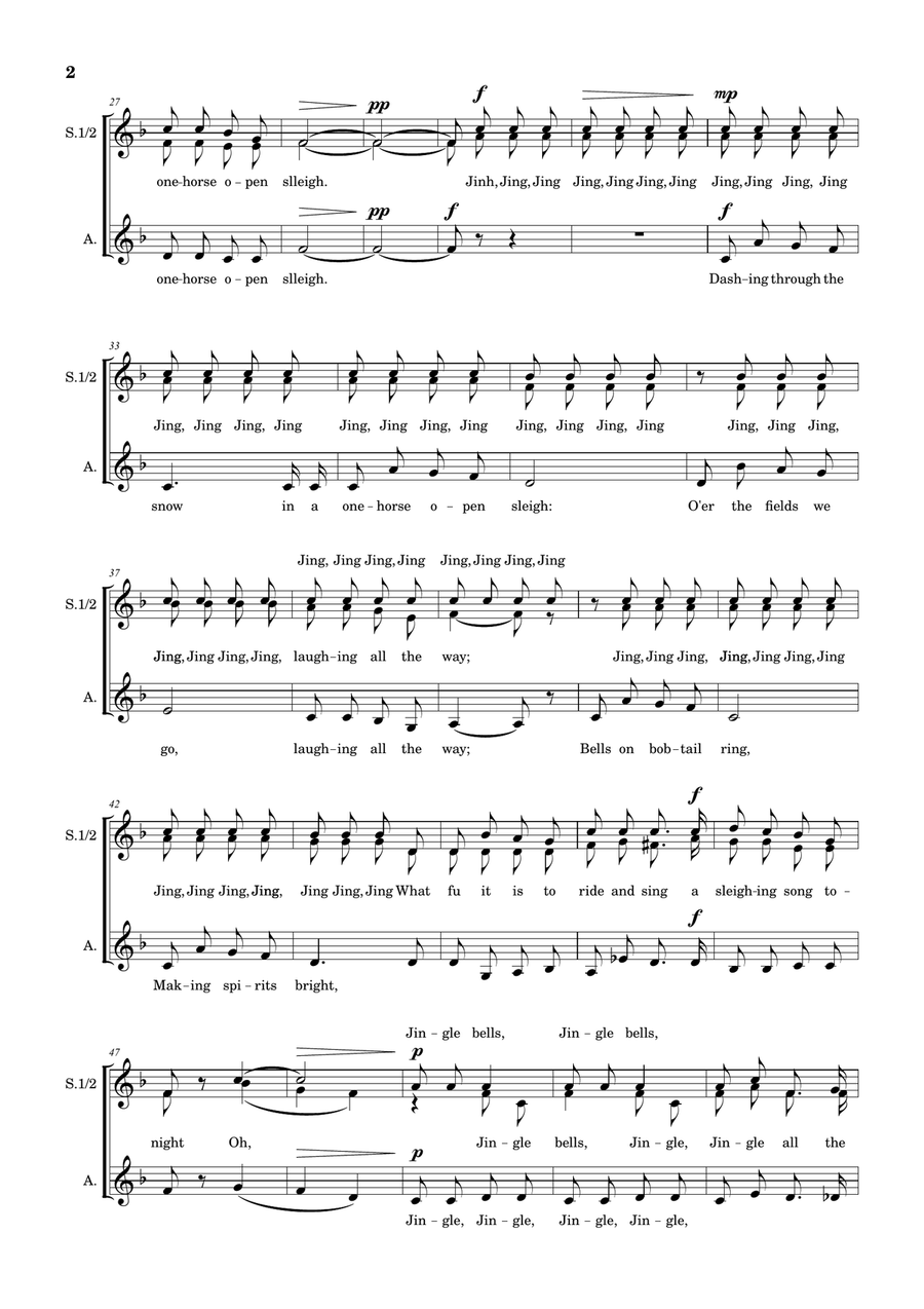Jingle Bells (The King's Singers) SSA scores gallery preview page 2