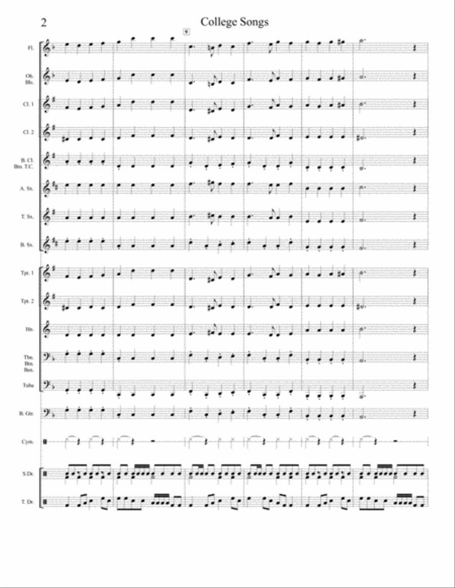 College Song Medley Concert Band scores gallery preview page 3