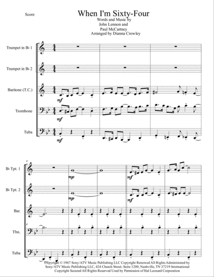 When I'm Sixty-Four Small Ensemble scores gallery preview page 1
