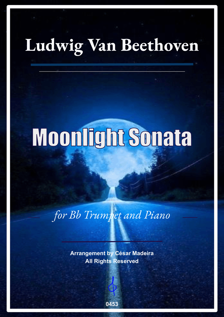 Moonlight Sonata by Beethoven 1 mov. - Bb Trumpet and Piano (Full Score and Parts) B-Flat Trumpet scores gallery preview page 1