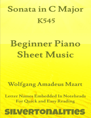 Book cover for Sonata in C Major K545 First Movement Beginner Piano Sheet Music