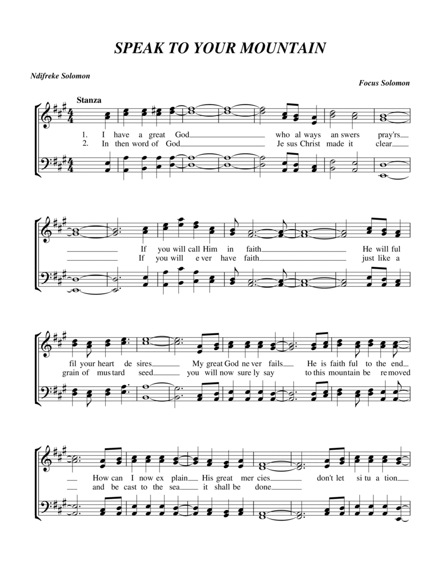 Speak to your mountain 4-Part scores gallery preview page 1