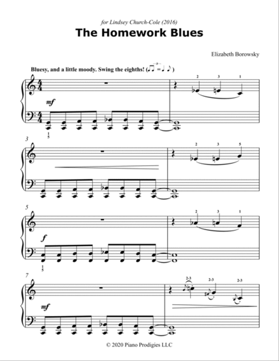 The Homework Blues Easy Piano scores gallery preview page 3
