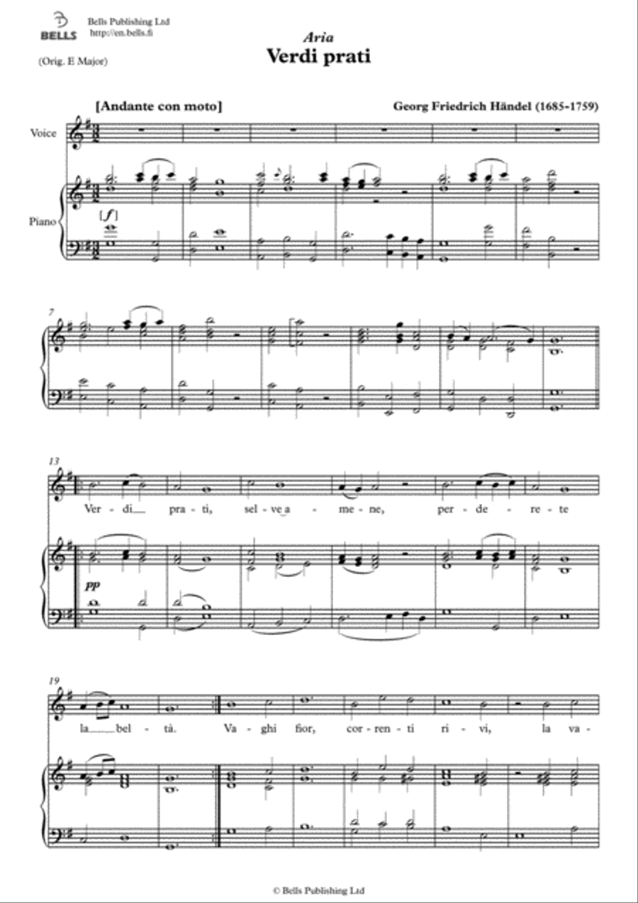 Verdi prati (G Major) Voice Solo scores gallery preview page 1