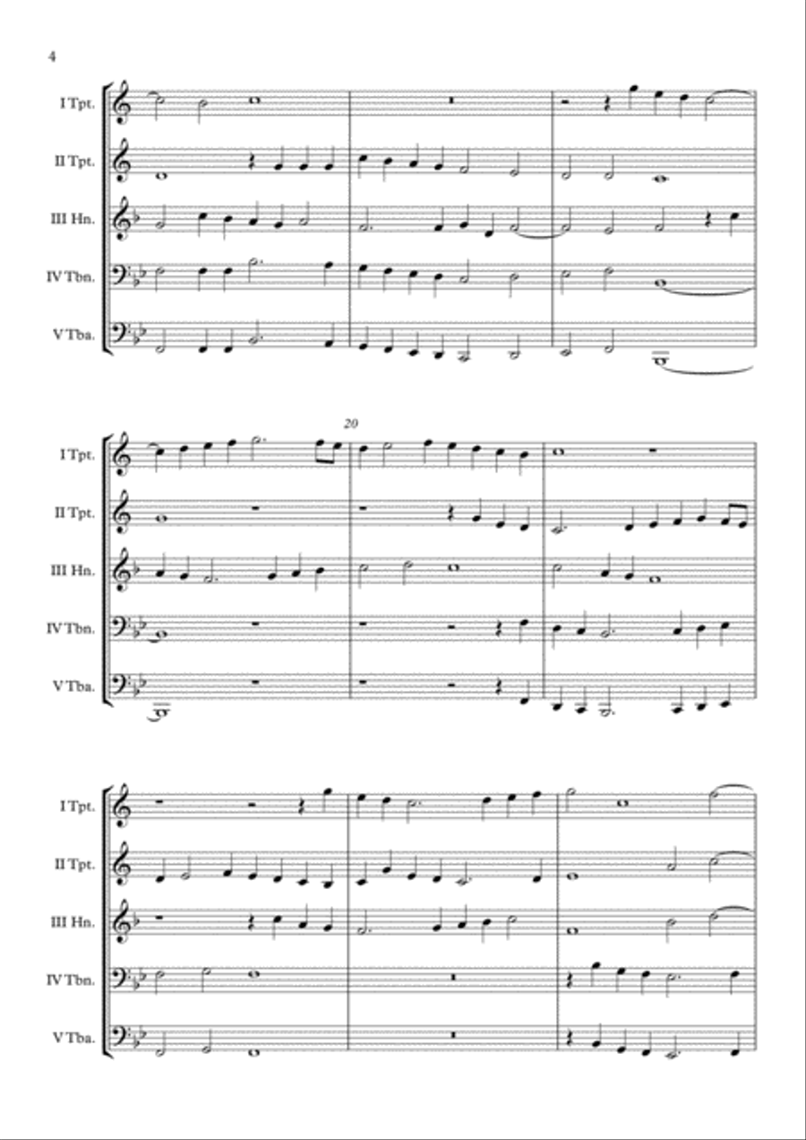 Canzon I a 4 Ch.194 (Giovanni Gabrieli) Brass Quintet arr. Adrian Wagner Brass Quintet scores gallery preview page 5