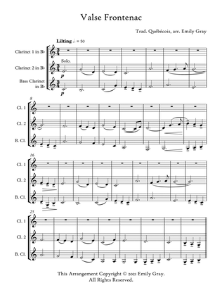 Book cover for Valse Frontenac (Clarinet Trio)