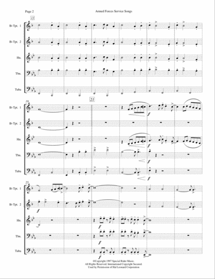 Armed Forces Service Songs Brass Ensemble scores gallery preview page 3