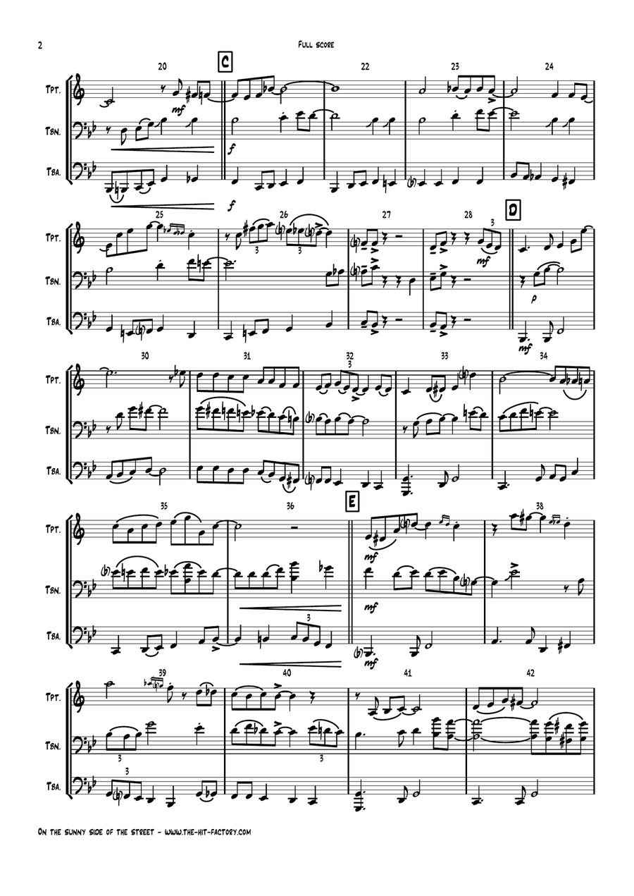 On The Sunny Side Of The Street Brass Ensemble scores gallery preview page 2