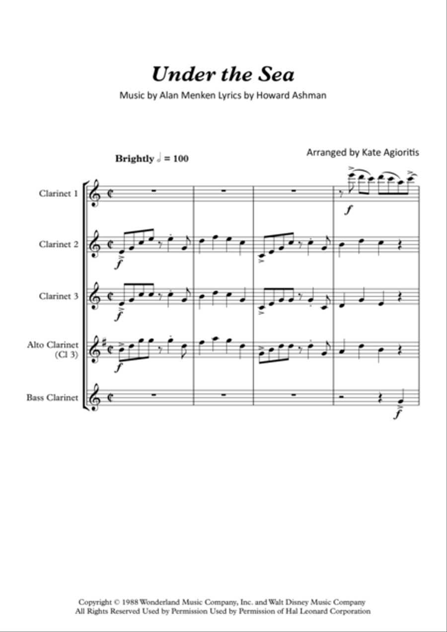 Under The Sea Clarinet Quartet scores gallery preview page 2