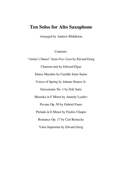 Ten Romantic Solos for Alto Saxophone and Piano image number null