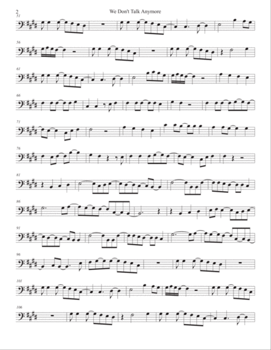 We Don't Talk Anymore Trombone Solo scores gallery preview page 2