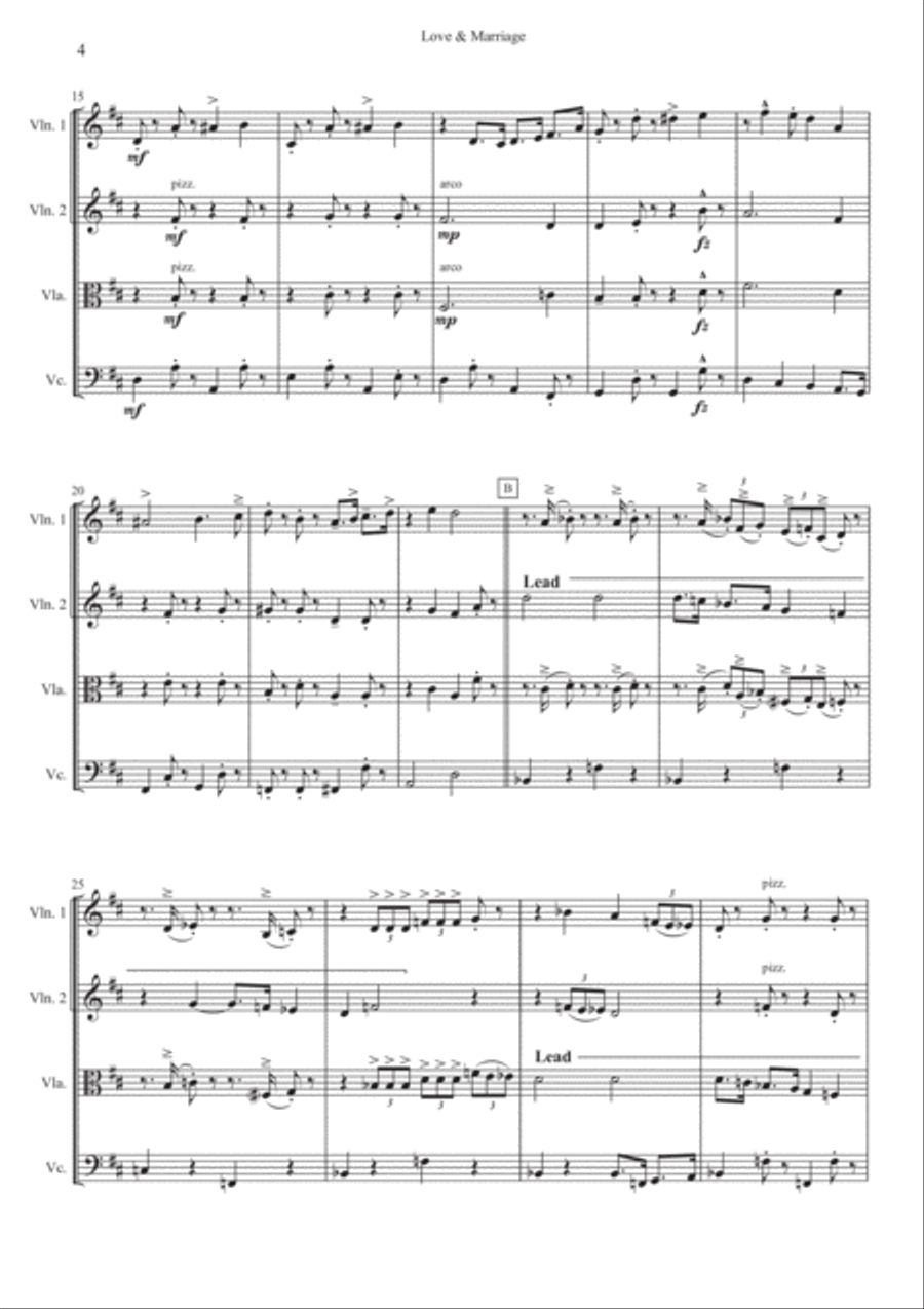 Love And Marriage String Quartet scores gallery preview page 4