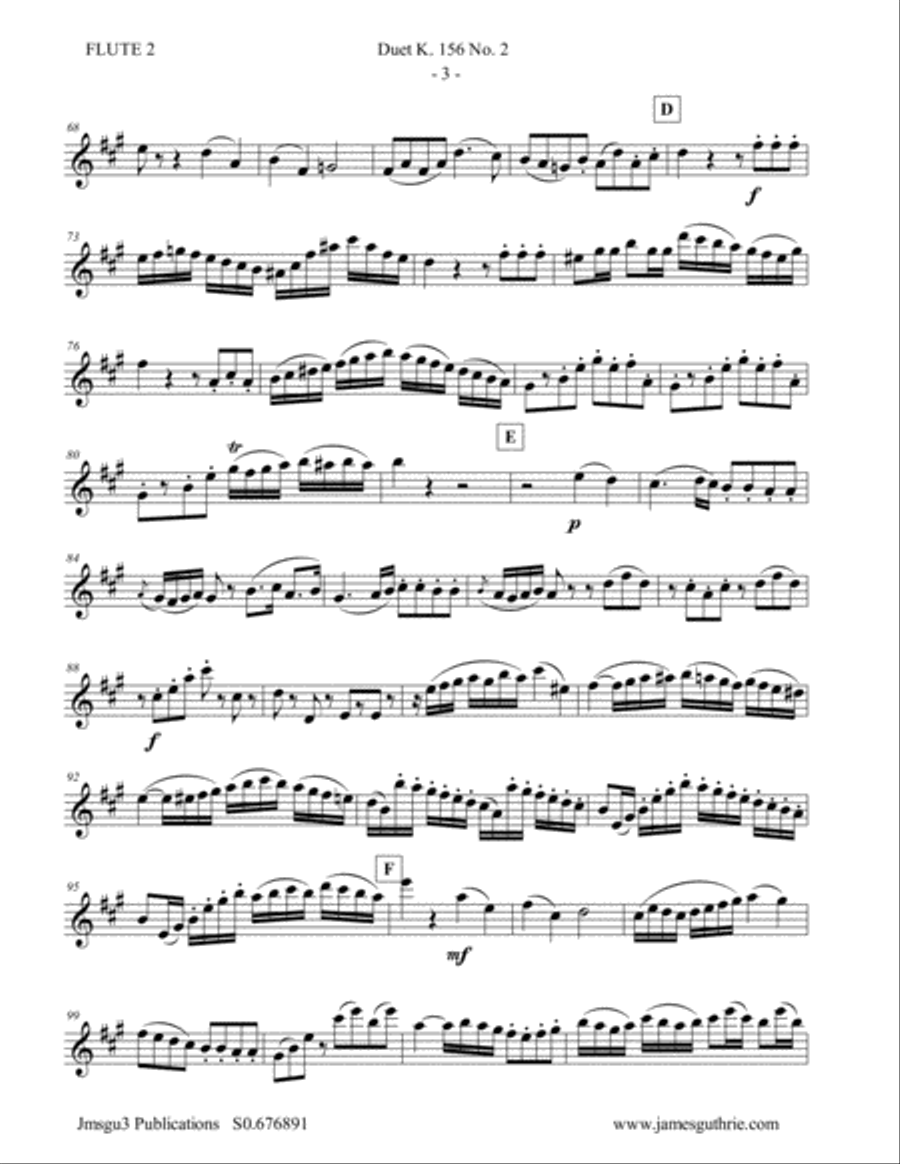 Mozart: Duet K. 156 No. 2 for Flute Duo Flute Duet scores gallery preview page 3