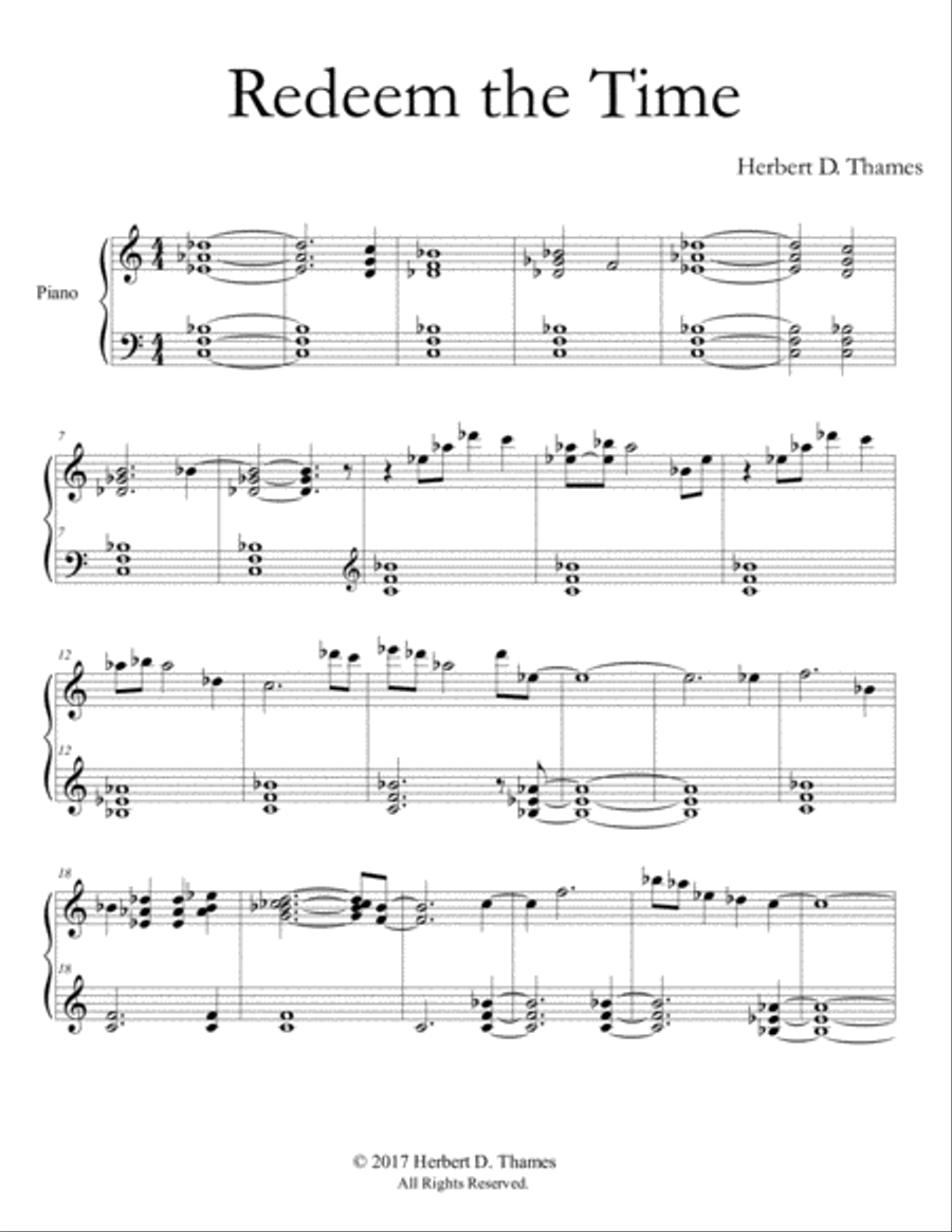 Redeem The Time Piano Solo scores gallery preview page 2