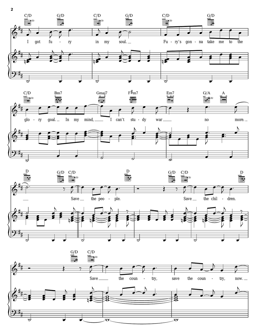 Save The Country Piano, Vocal, Guitar scores gallery preview page 2