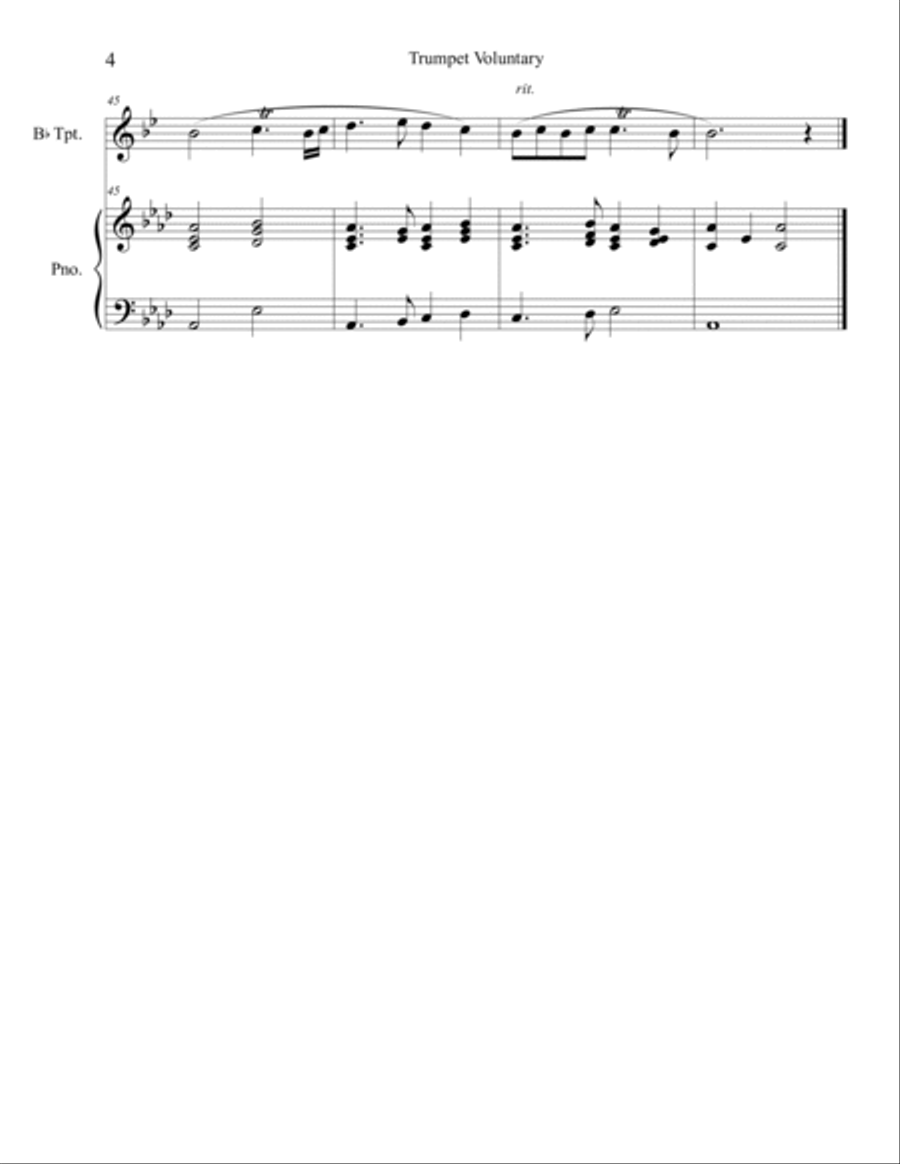 Trumpet Voluntary (Trumpet Solo) with piano accompaniment Trumpet Solo scores gallery preview page 4