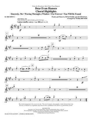 Book cover for Dear Evan Hansen (Choral Highlights) - Bb Trumpet 1