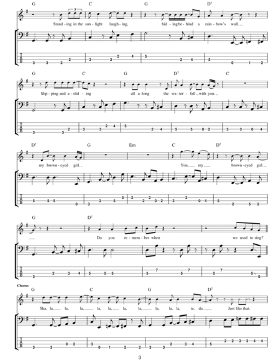 Brown Eyed Girl Brown Eyed Girl Guitar Tablature scores gallery preview page 3