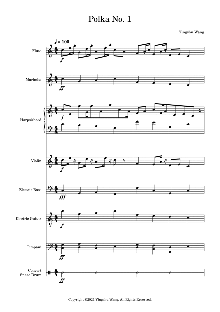 Polka No. 1 Large Ensemble scores gallery preview page 1