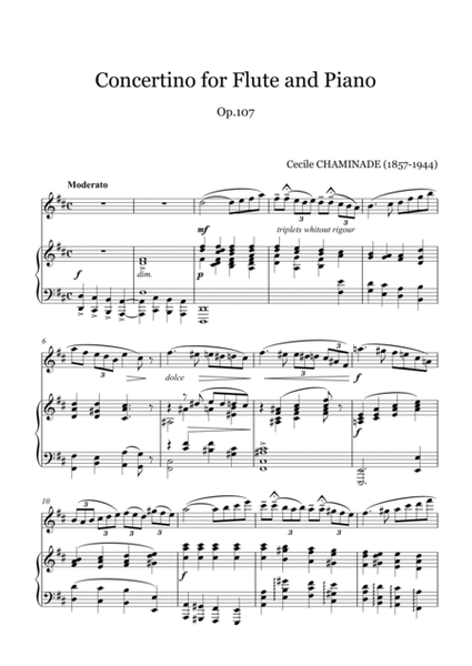 Chaminade - Concertino for fute and piano image number null