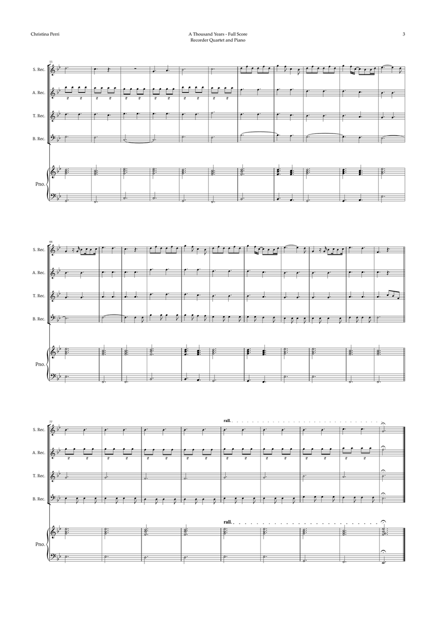 A Thousand Years Soprano Recorder scores gallery preview page 3
